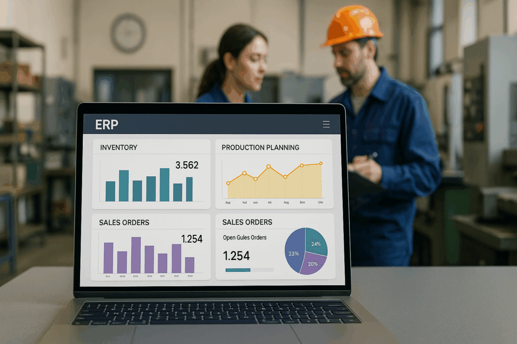 How to Choose the Right ERP System for Small Manufacturing Companies – ERP dashboard for production and inventory management”