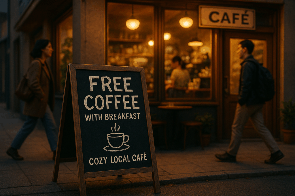 Small business owner handing out flyers to promote a local store with low-cost advertising.