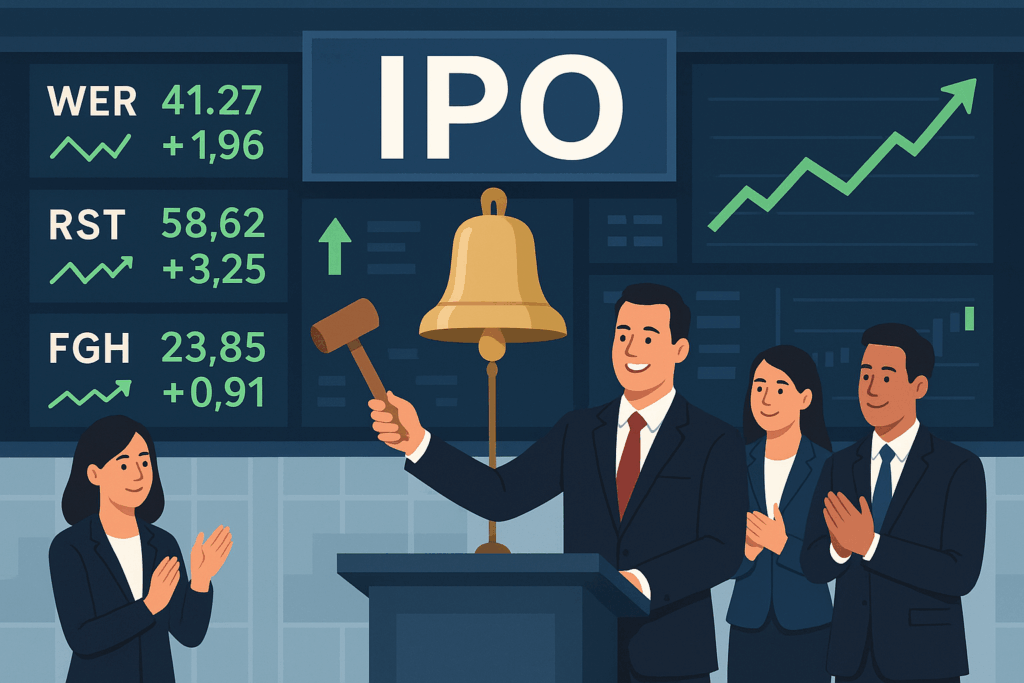 Step-by-step guide: How to invest in IPOs online – stock exchange IPO launch illustration