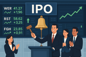 Step-by-step guide: How to invest in IPOs online – stock exchange IPO launch illustration