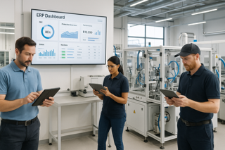 ERP dashboard in a small manufacturing business.