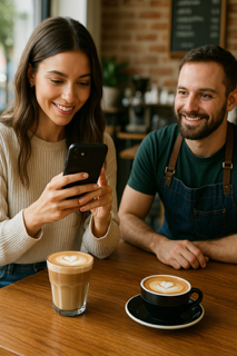 Micro-influencer promoting a small business coffee shop through Instagram content.