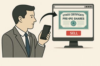 Investor selling pre-IPO shares on a secondary market platform