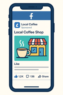 Targeted Facebook ad for a small business on smartphone