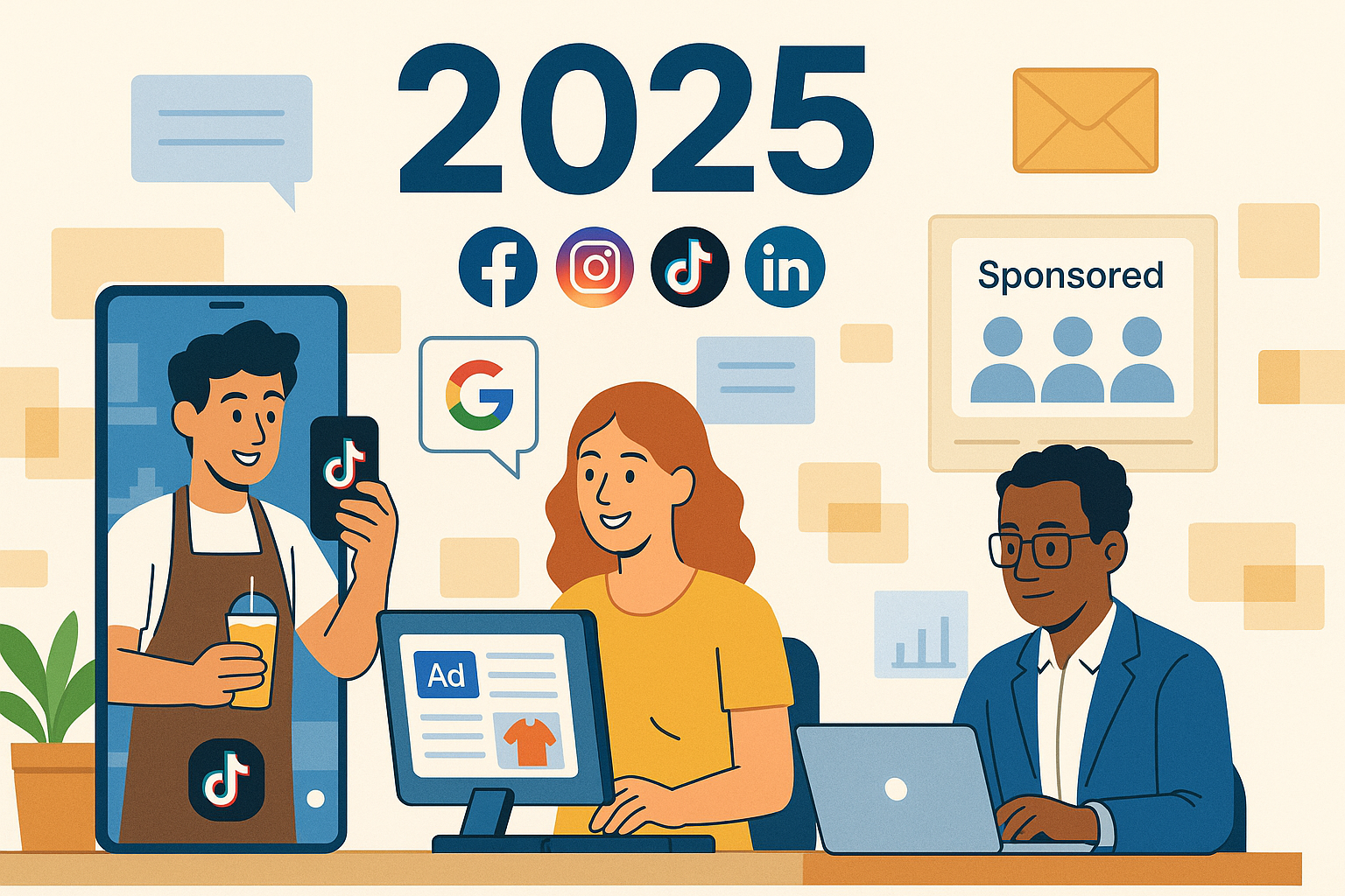 10 Proven Small Business Advertising Ideas That Work in 2025 – digital marketing illustration
