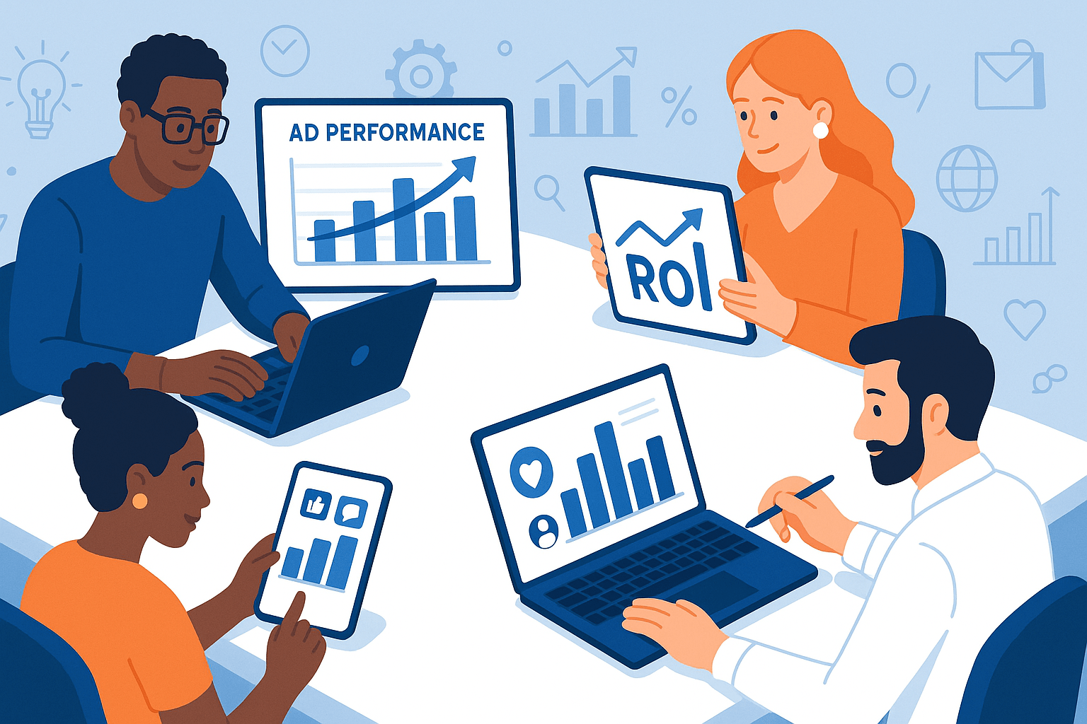 “Common Small Business Advertising Mistakes and How to Avoid Them — U.S. business owners analyzing ad performance and marketing data to improve ROI”