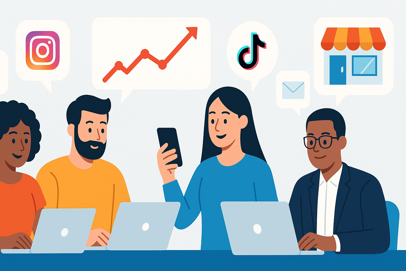 15 Small Business Marketing Strategies That Actually Work in 2025 – entrepreneurs using social media, SEO, and digital tools for growth.