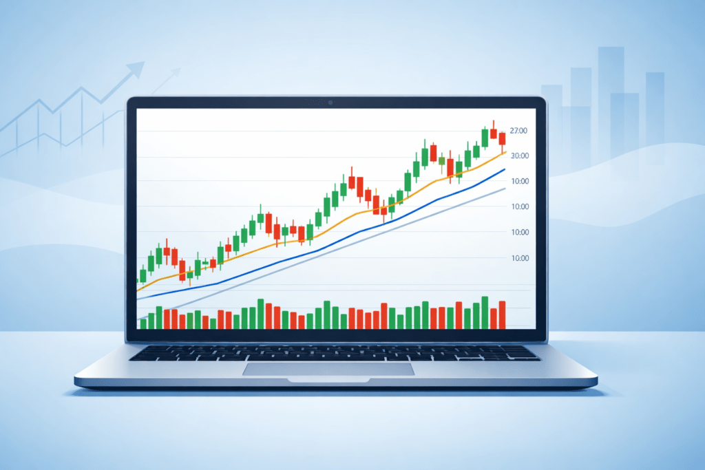 How to Read a Stock Chart: A Simple Guide to Price Trends, Volume, and Market Signals illustrated with candlestick charts and volume analysis