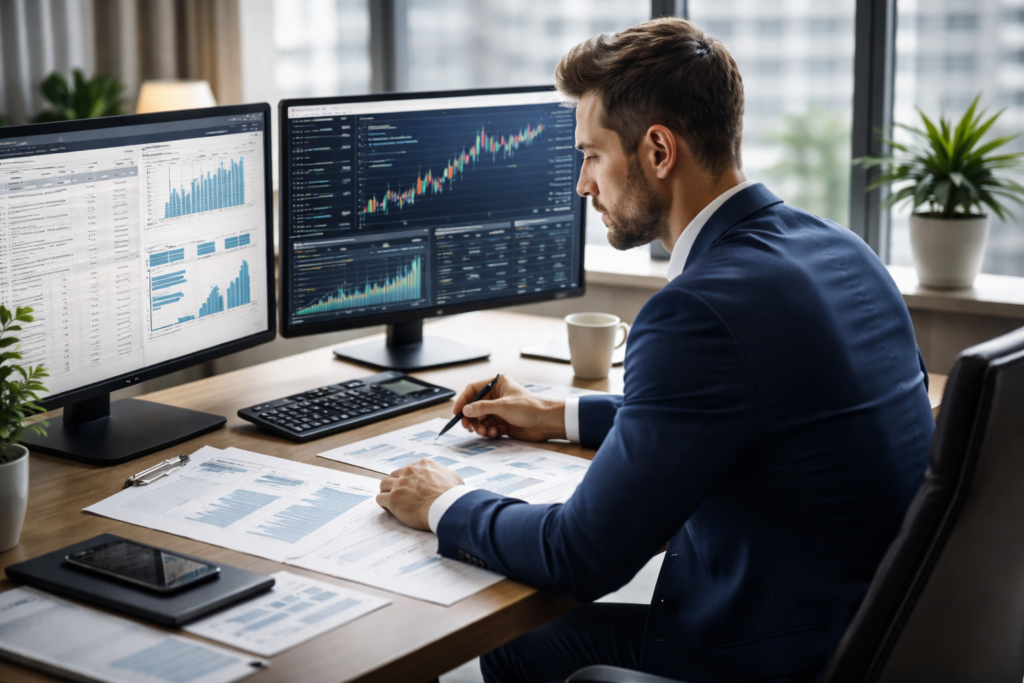 How to Evaluate a Company Before Investing: Key Financial, Business, and Growth Metrics Explained – investor analyzing company financial statements and stock growth charts