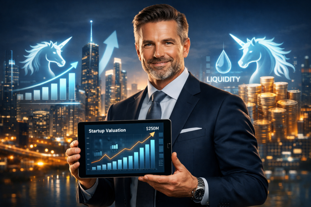 How to Sell Pre-IPO Shares: Liquidity Options, Restrictions, and Key Risks Explained featured image showing private market investor managing startup equity liquidity