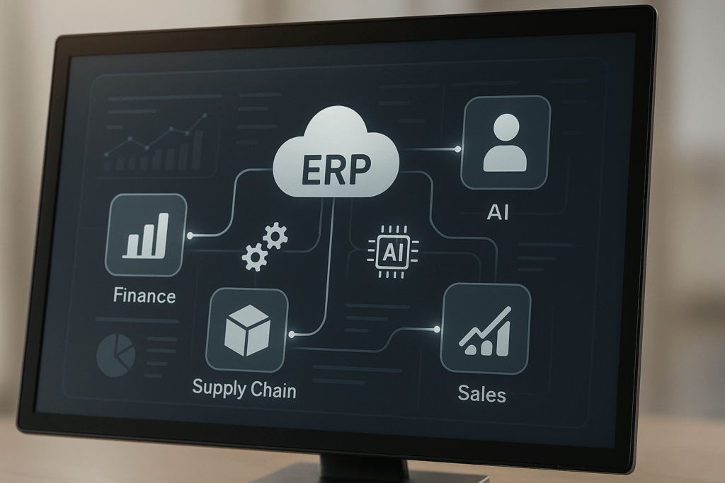 How to Integrate Automation with ERP Systems in 2025 (Step-by-Step Guide) – visual showing automated ERP workflows and AI-driven system integration