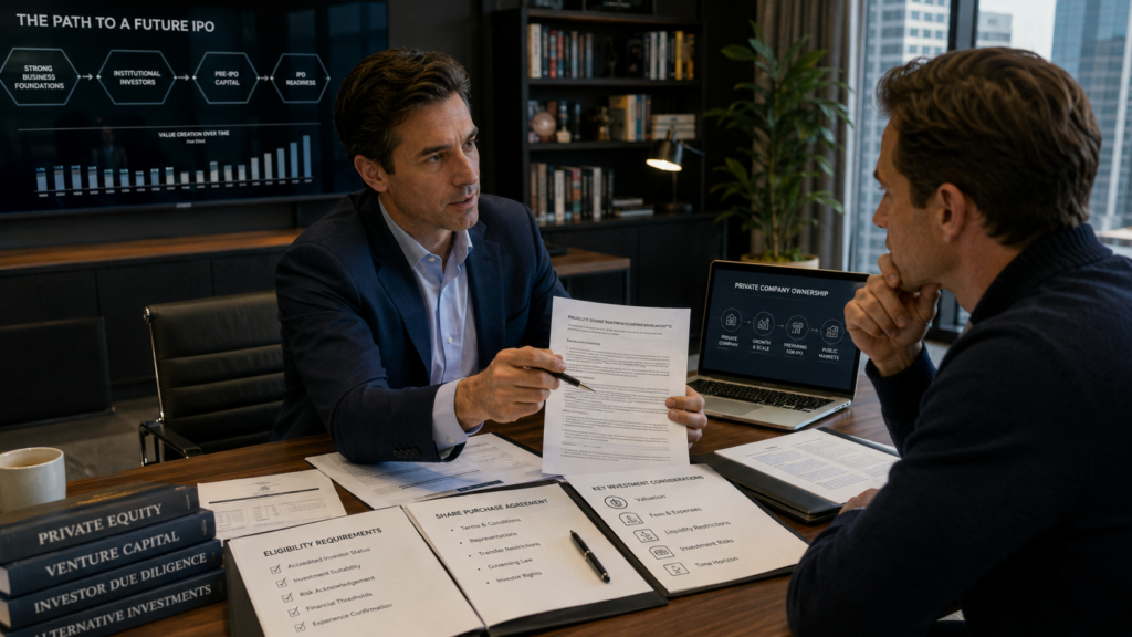 How to Buy Pre-IPO Shares in the US through private-market access, eligibility checks, due diligence, and investment agreements.