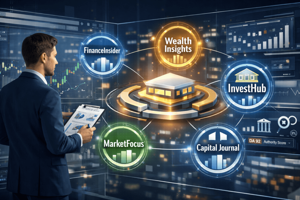 Finance Guest Post Sites 2025 (High Authority Financial Blogs) – authoritative financial media network and editorial guest posting illustration