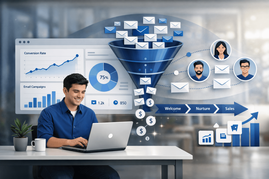 Email Automation for Small Businesses: How to Save Time, Nurture Leads, and Increase Conversions business growth automation visual