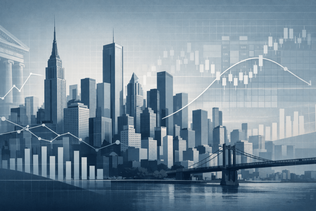 Financial Sector Stocks Outlook: Where U.S. Investors See Opportunities in Banking and Finance illustrated through a modern U.S. financial skyline and market indicators