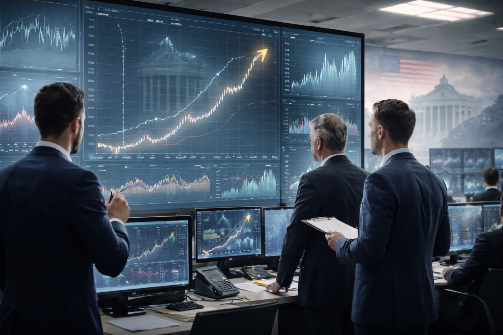 Stock Market News USA: Key Economic Events That Move Wall Street showing financial data charts and market analysis screens