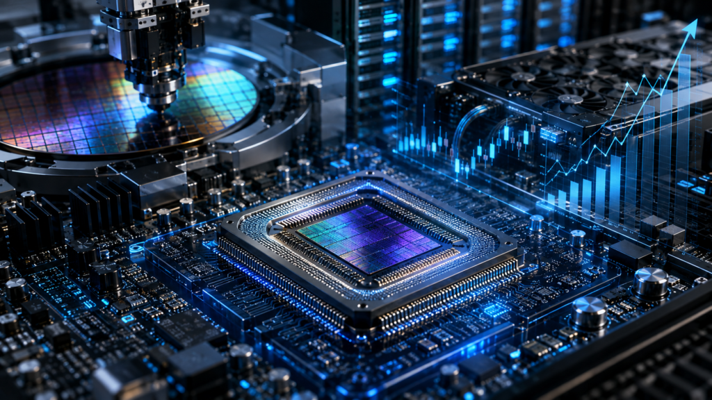 Best Tech Stocks to Buy in 2026 featuring semiconductor leaders, AI chips, and next-generation computing technology.