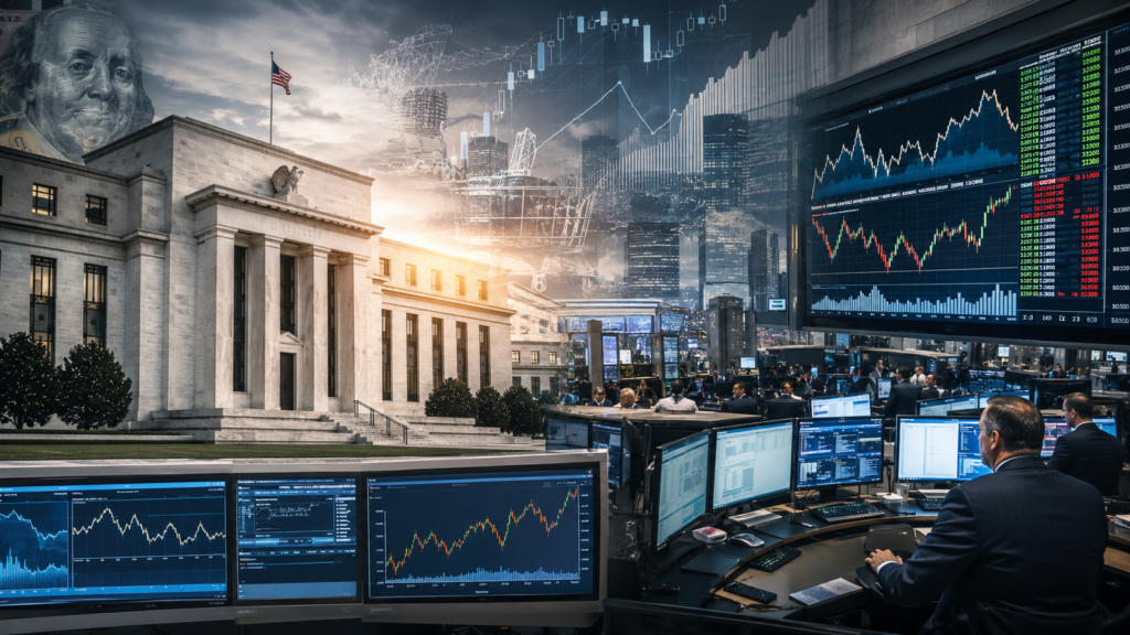 Stock Market Trends USA in 2026 influenced by Federal Reserve policy, inflation, interest rates, and Treasury yields.