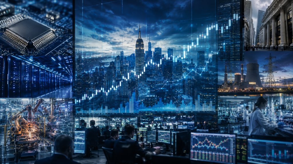 Stock Market Trends USA in 2026 showing corporate earnings growth, sector rotation, and changing U.S. stock leadership.