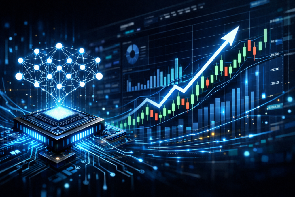 best AI tech stocks to invest in 2026 stock market growth with artificial intelligence visualization