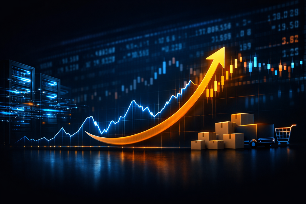 amazon stock chart showing nasdaq amzn movement and aws impact