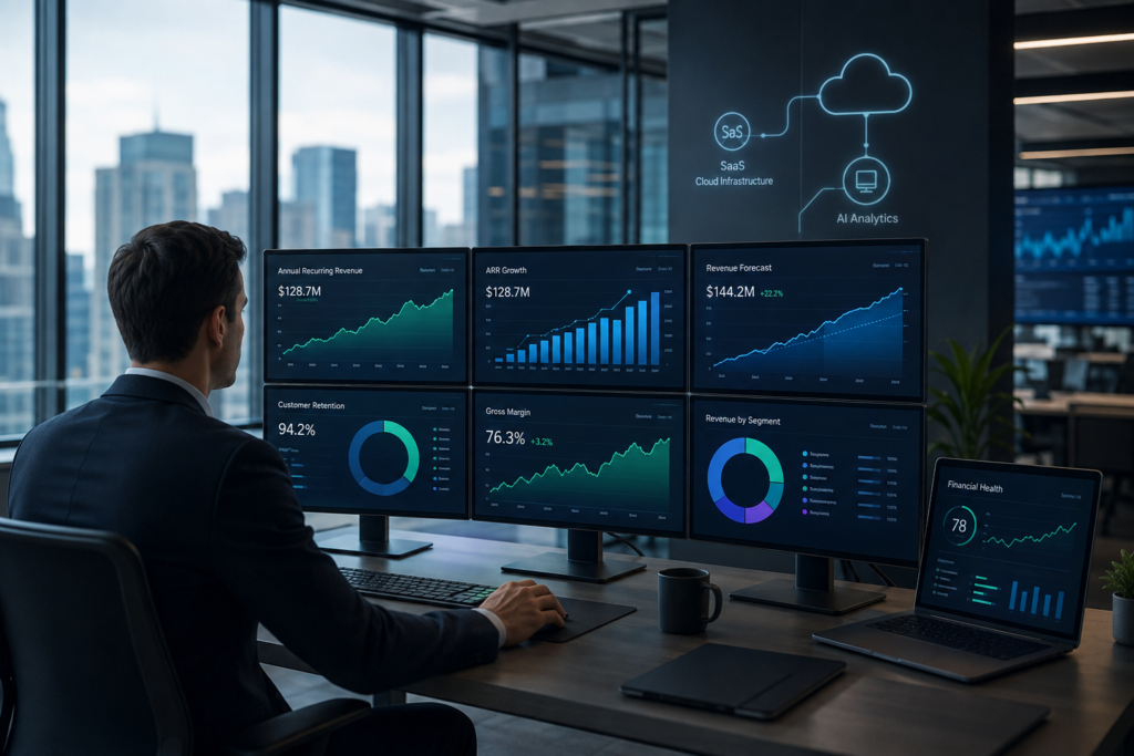 Revenue & Financial Intelligence dashboard showing technology company revenue growth and financial analytics
