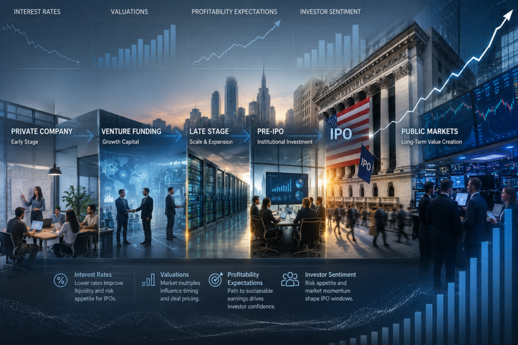 IPO Trends showing private technology companies entering U.S. public markets