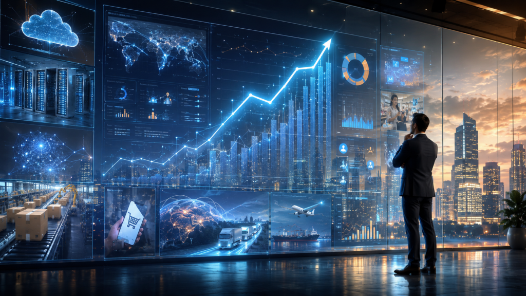 Amazon Revenue Growth analysis showing revenue expansion, cloud computing performance, AI innovation, and long-term business growth trends