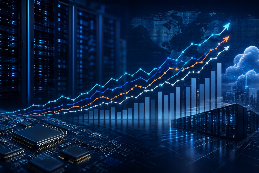 Nasdaq companies revenue growth comparison across leading technology sectors
