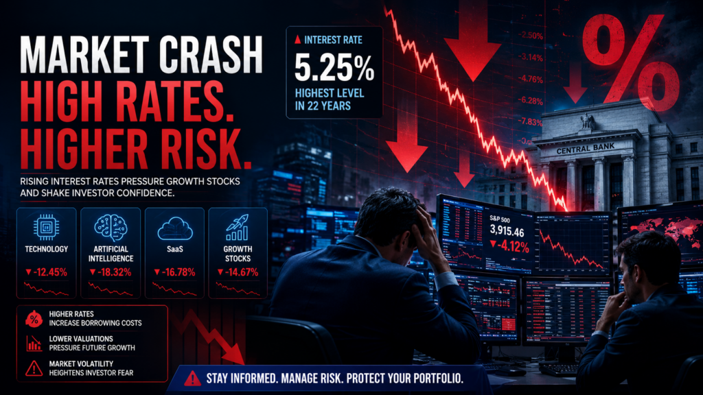 why are growth stocks crashing in high interest rates stock market chart