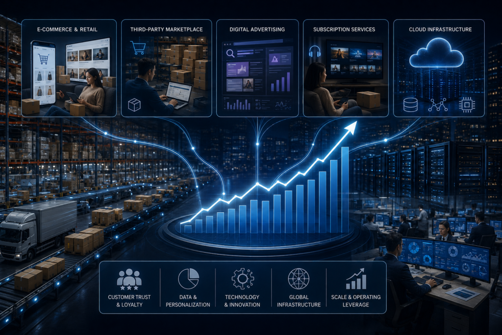 Amazon Revenue Growth across AWS advertising e-commerce and marketplace services