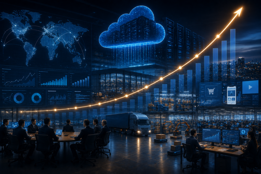 Amazon Revenue Growth across e-commerce cloud and advertising businesses