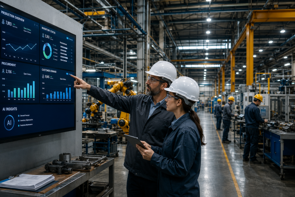 AI-powered ERP integrations helping manufacturers connect operations, inventory, and business data.