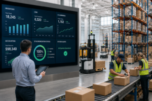 ERP integrations synchronizing warehouse inventory, CRM, ecommerce, and accounting systems in real time.