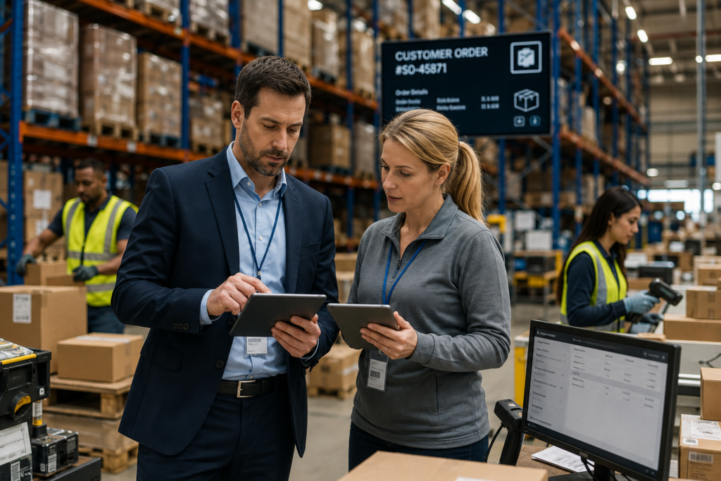 Sales and operations teams using ERP integrations to manage customer orders and inventory together.