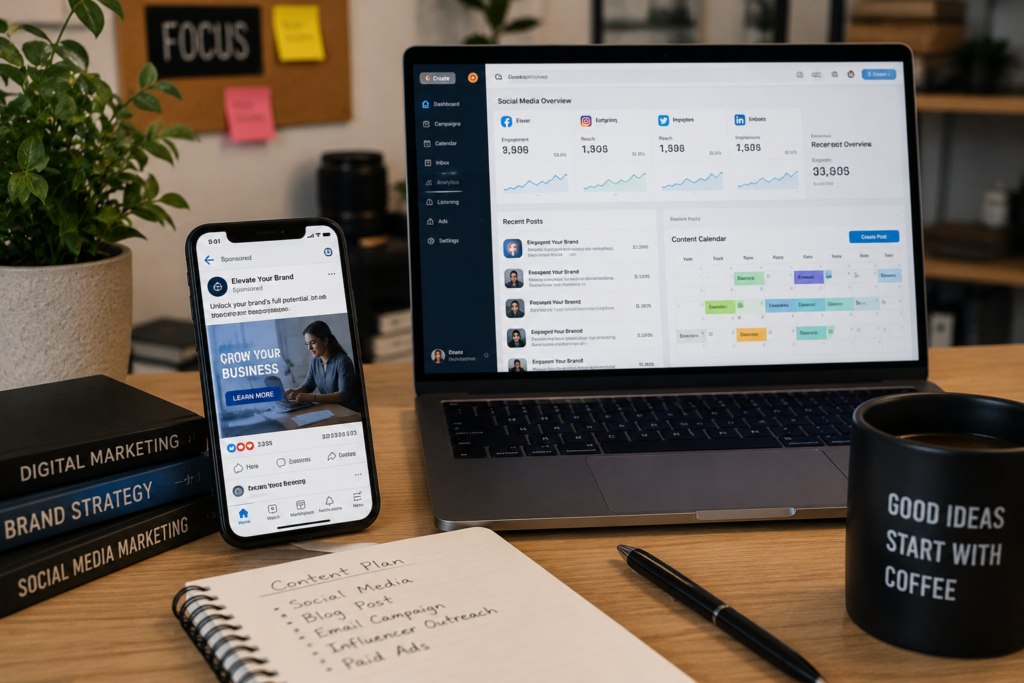 Startup Advertising and Social Media content creation and engagement tracking