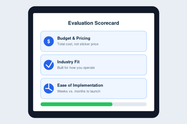 "Best ERP software evaluation criteria scorecard"