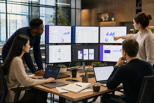 Best SaaS tools for startups 2026 displayed across a modern startup’s software command center.