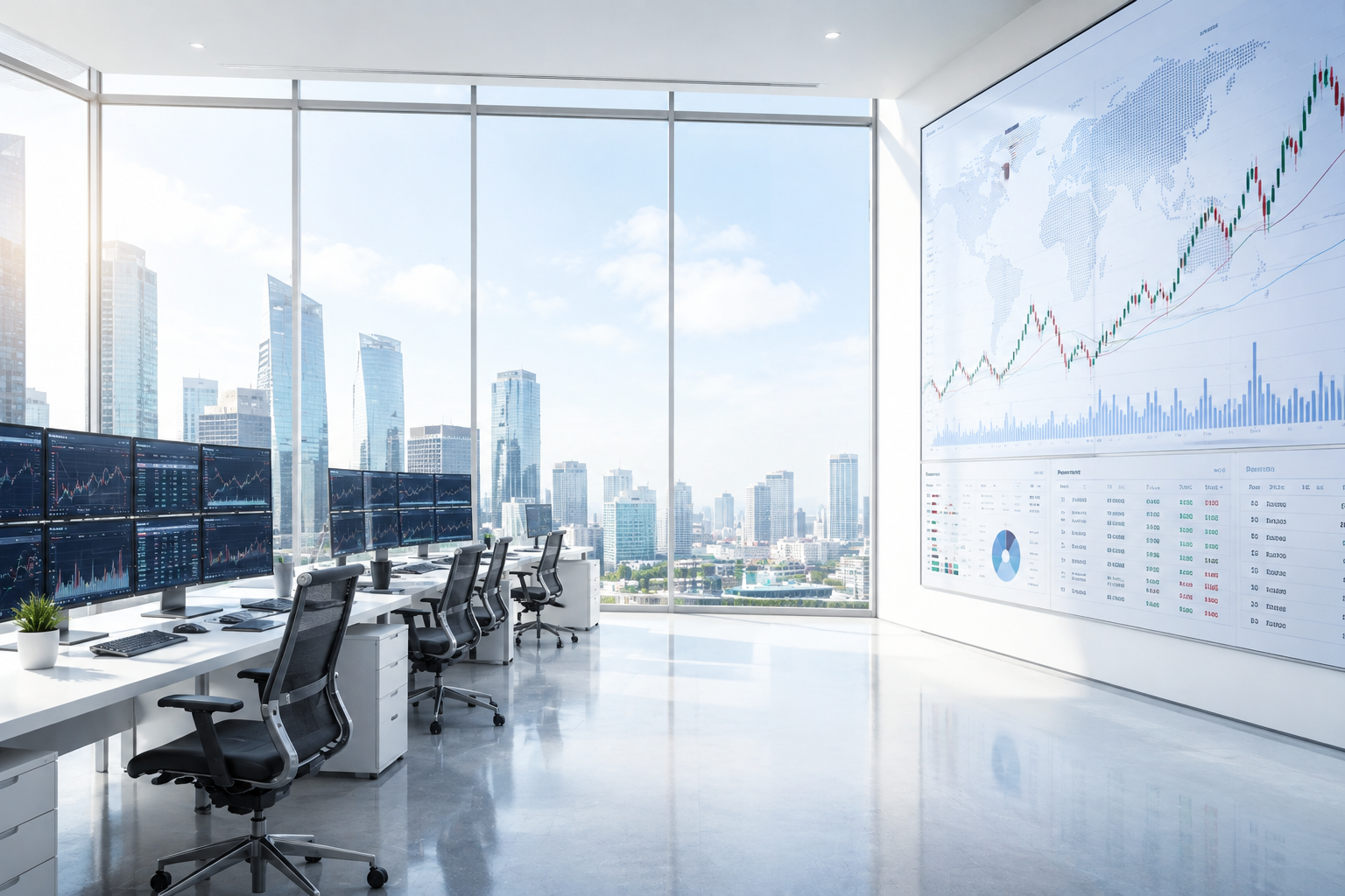 U.S. stock market dashboard showing rising and falling stock-price movements