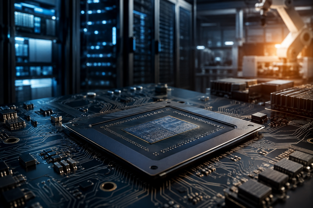 Advanced Micro Devices, Inc. (AMD) stock analysis illustration showing market charts, financial performance and company overview