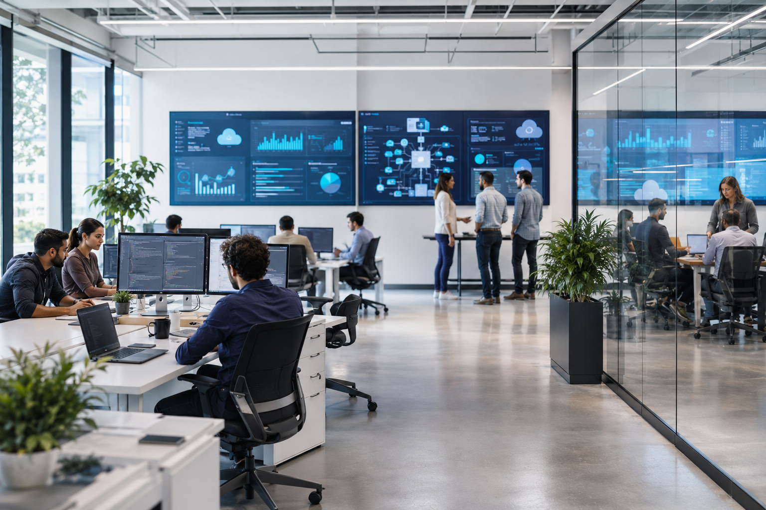 SaaS software engineers and cloud technology professionals developing enterprise software
