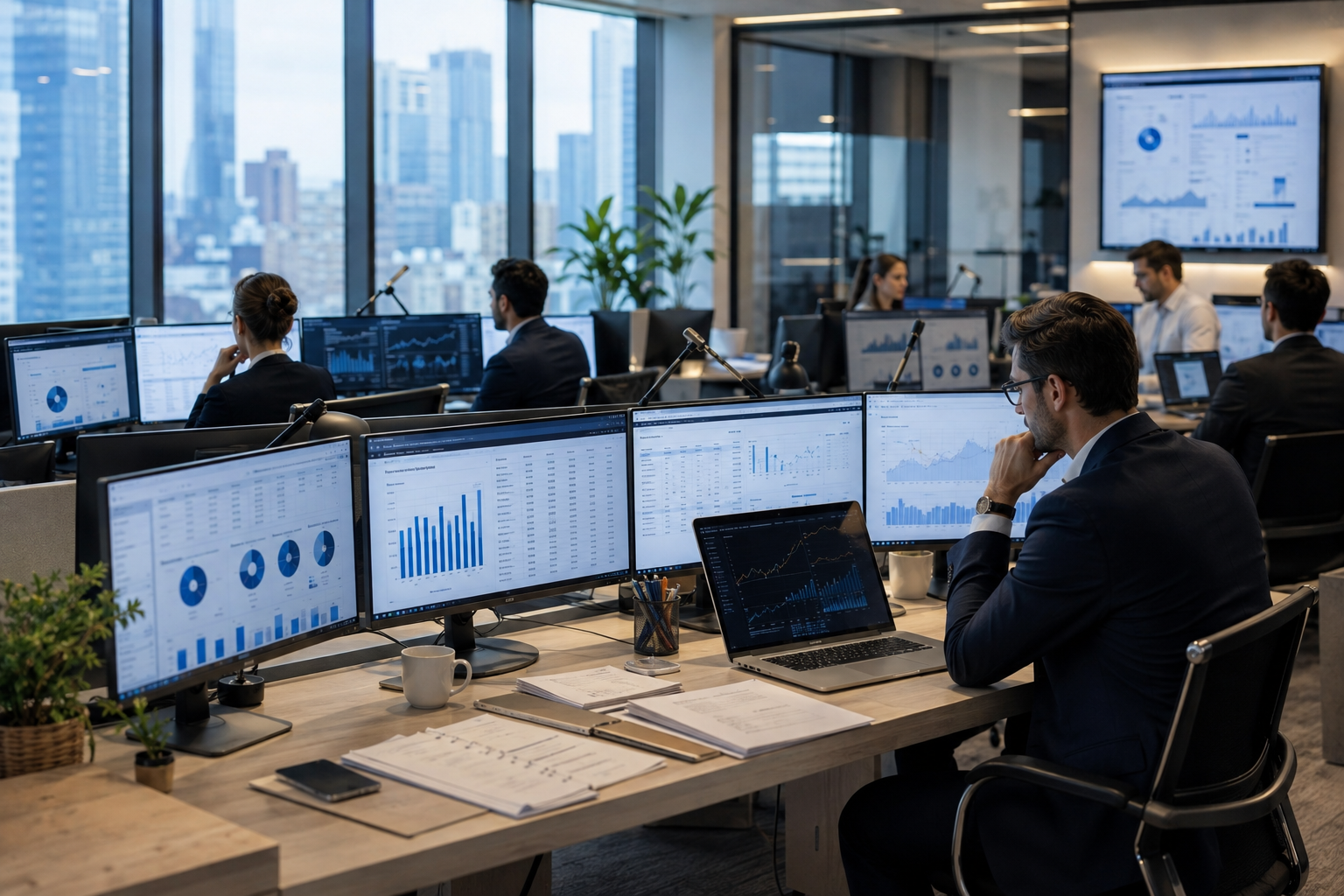 Corporate executives and investment bankers preparing a company for an initial public offering