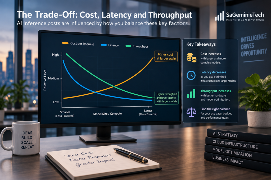 AI inference costs showing the trade-off between model cost, latency and throughput