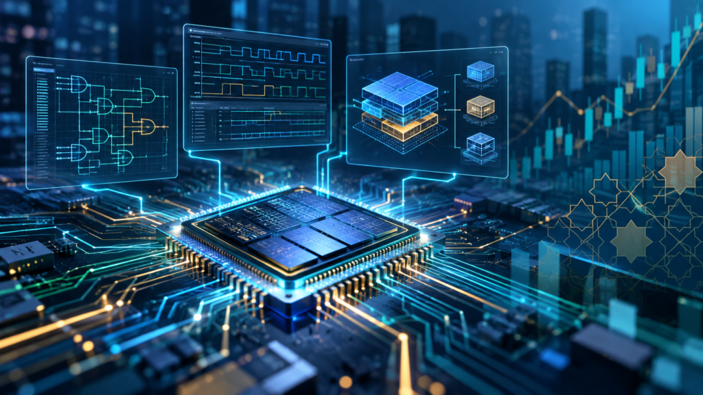 Cadence Design Systems, Inc. (CDNS) company profile illustration showing EDA software, semiconductor IP and financial analysis for NASDAQ investors.