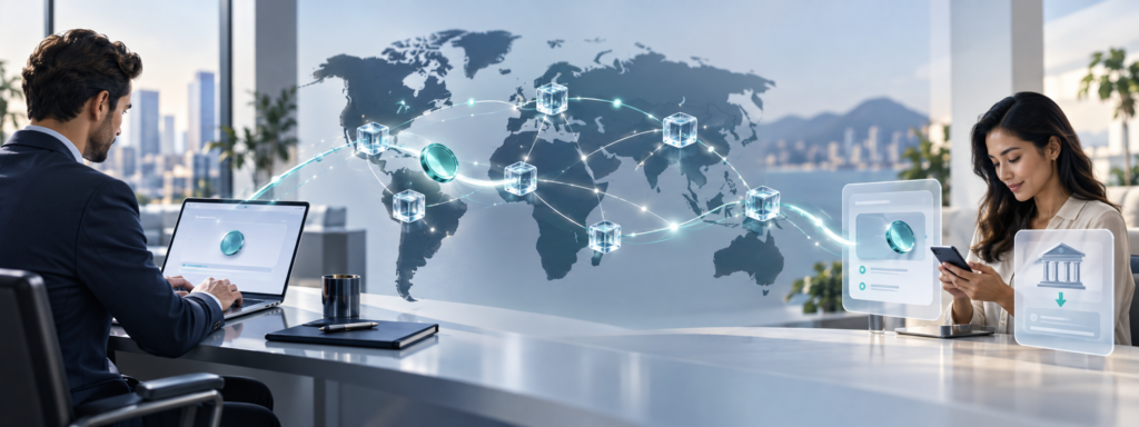 Finance team evaluating stablecoin payment infrastructure for an international payment route
